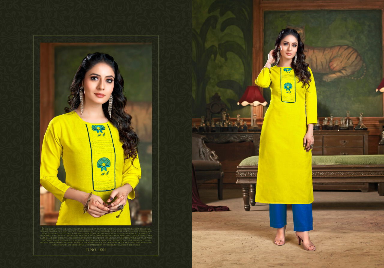 Nitisha Gangour latest fancy Designer regular wear Cotton Embroidery Kurti With Bottom Collection
