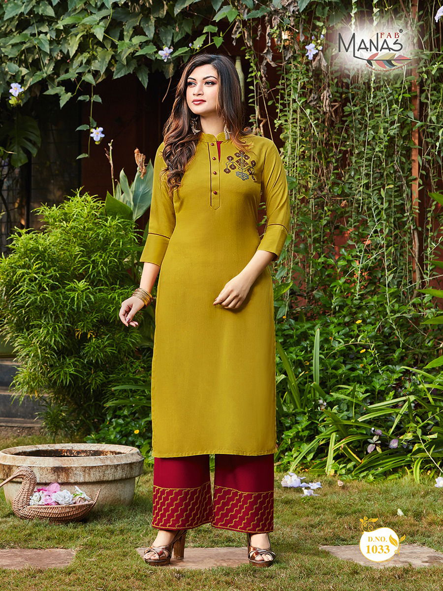 Manas Anishka 5 Latest fancy Designer Ethnic Wear Rayon Kurti With Bottom Collection
