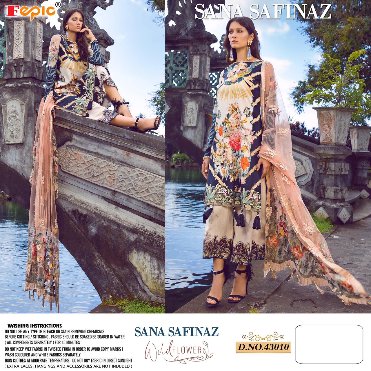 Fepic Rosemeen Sana Safinaz Wild Pure Cotton Digital Print With Embroidery Work Flower Pakistani Salwar Suits Collection