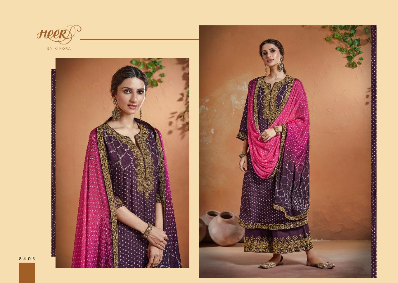 KIMORA BANDHANI Latest Fancy Festive Wear Pure Silk With Digital Print And Embroidery Work Top With Four Side Work Dupatta Salwar Suit Collection