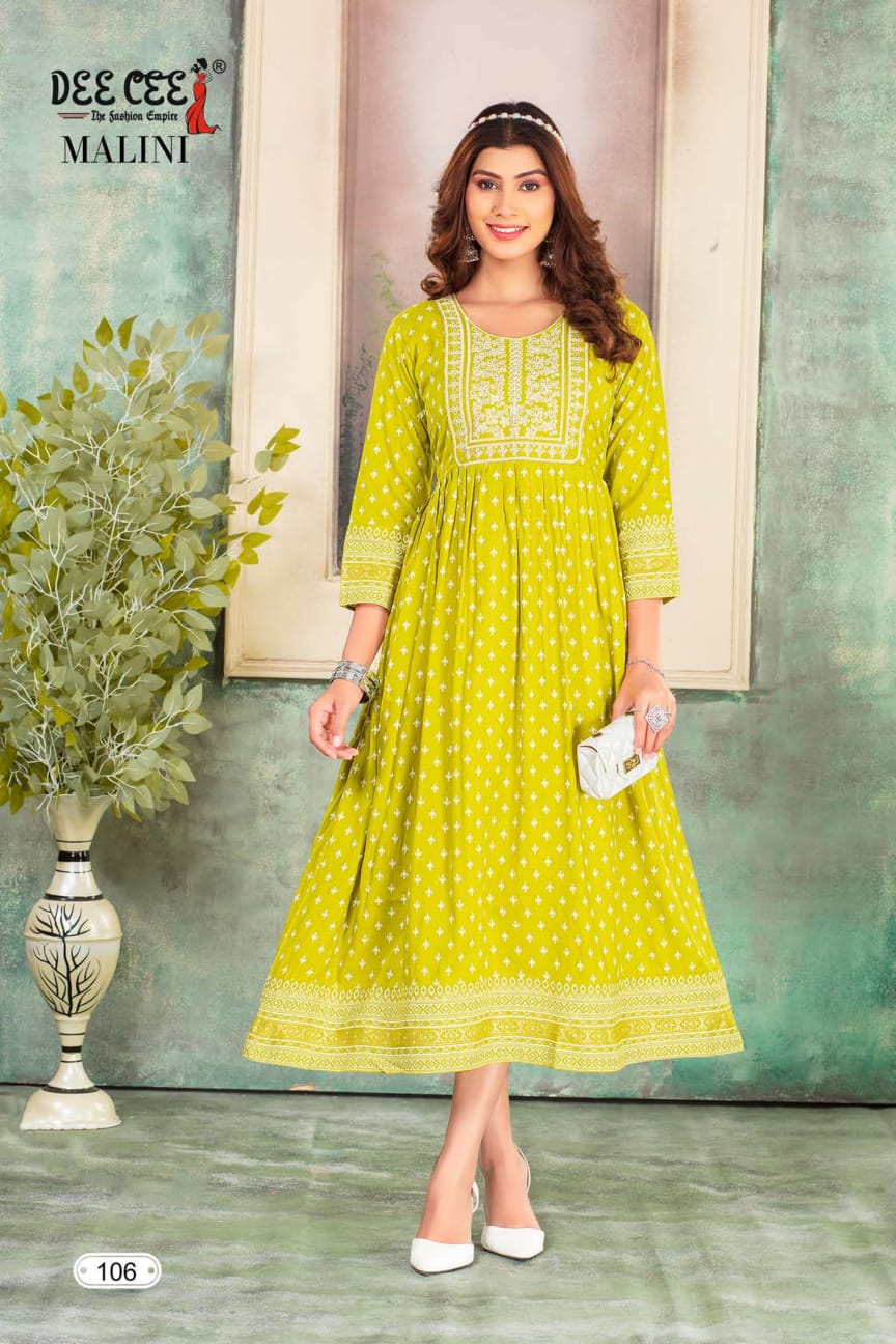 Malini By Dee Cee Printed Anarkali Kurtis wholesale market in Surat with Price