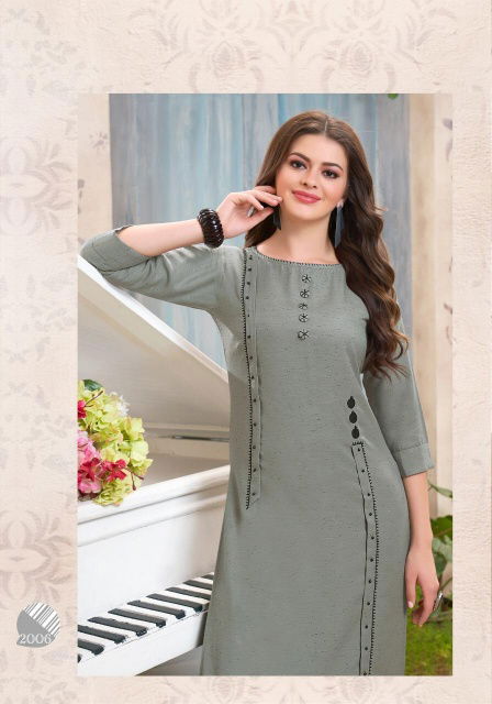 Seven Threads B. Dots Latest Collection Of Heavy Embroidered Rayon Kurtis With Bottom 