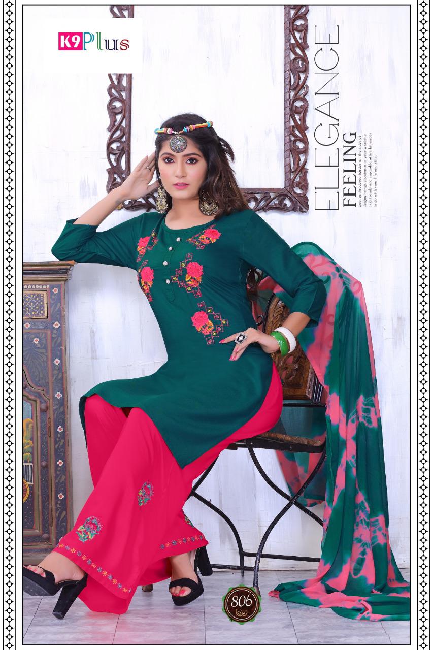 K9 Plus Latest Designer Casual Wear Ready Made Plazzo Suit Collection 