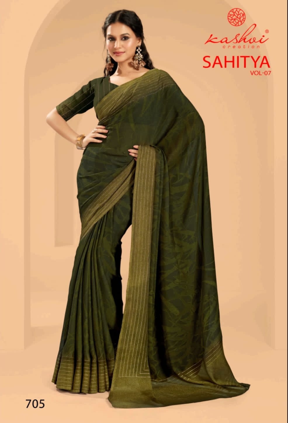 Sahitya Vol 7 By Kashvi Dull Moss Daily Wear Sarees Exporters In India