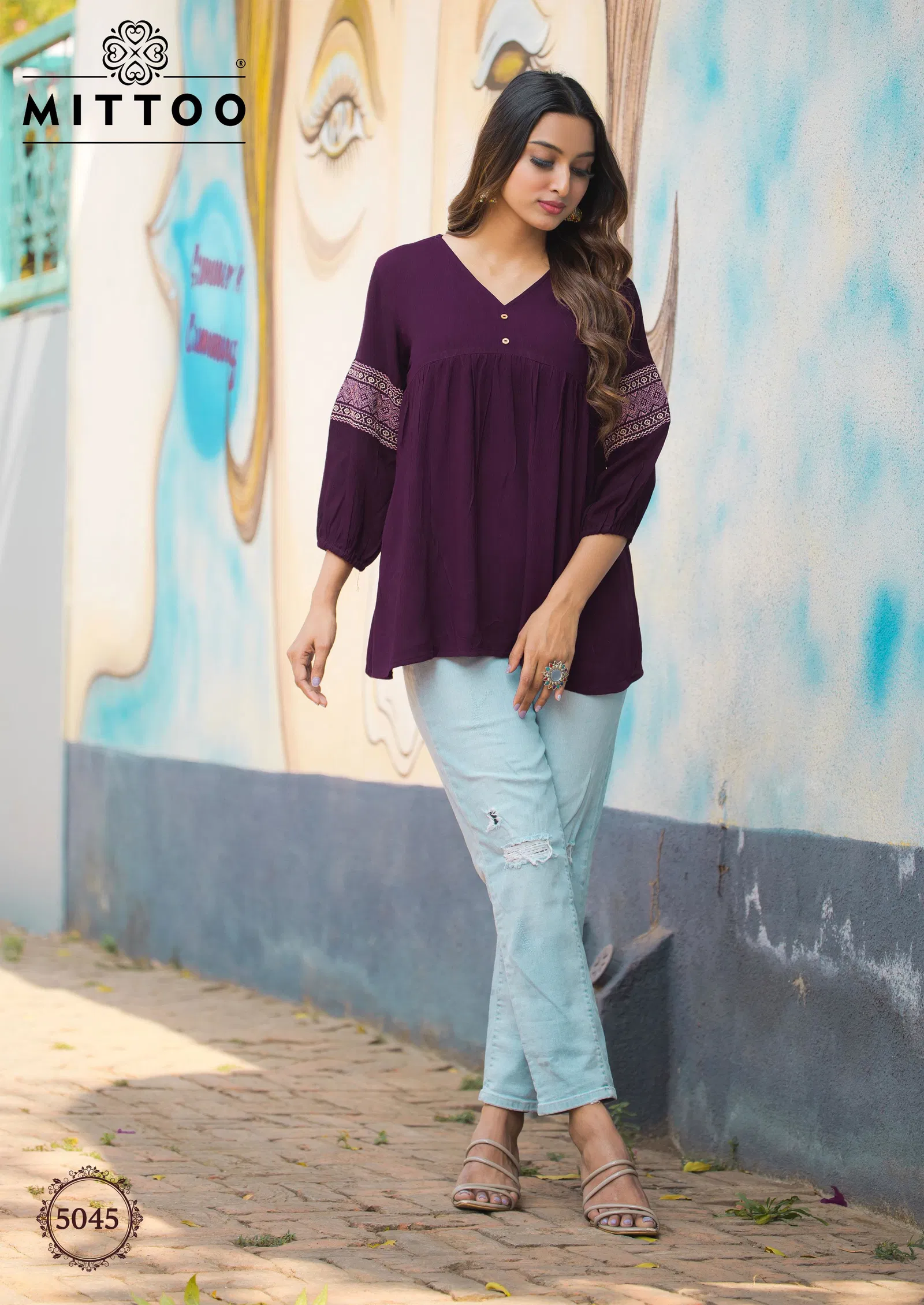 Victoria Vol 8 By Mittoo Rayon Wrinkle Printed Ladies Top Suppliers In India
