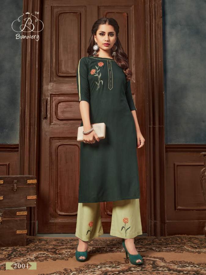 Banwery Kangana 2 Exclusive Fancy Designer Rayon With Embroidery Top With Bottom Collection
