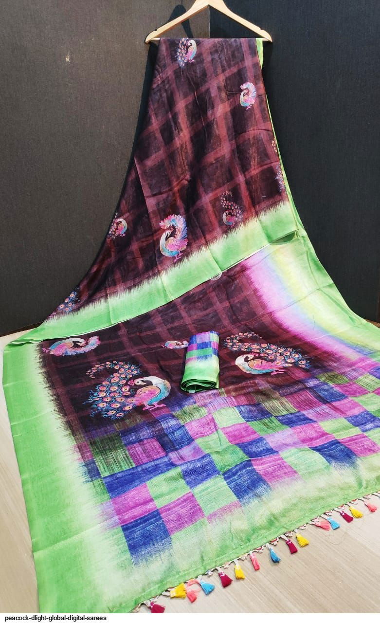 Shvetamber Latest Designer Party Wear Global Linen Juth Digital Printed Saree Collection
