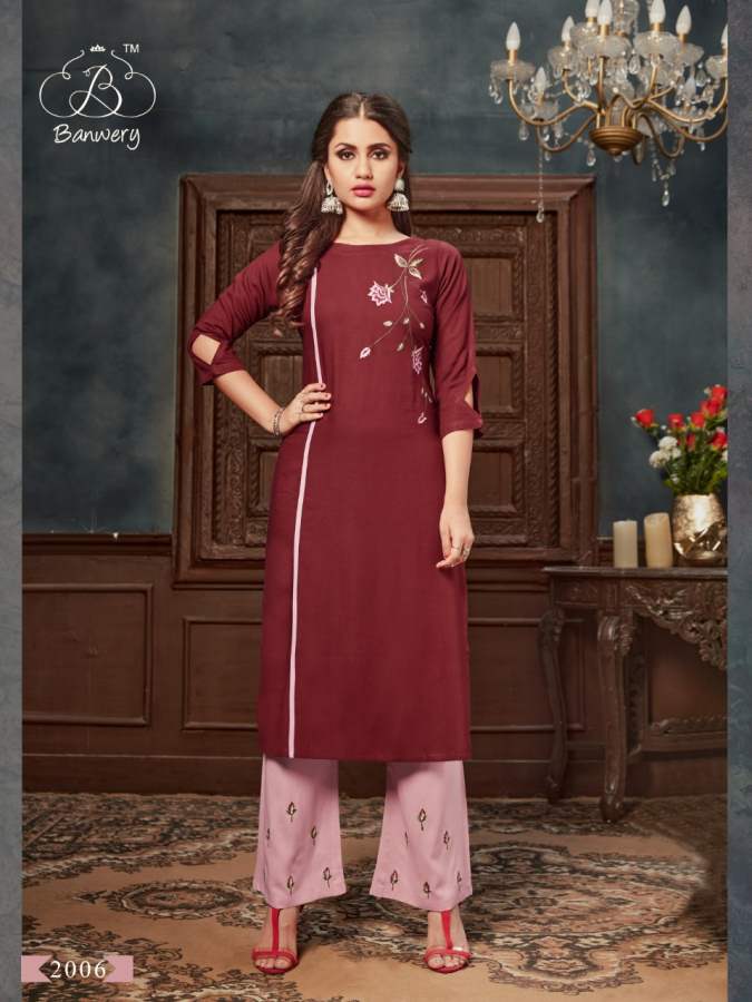 Banwery Kangana 2 Exclusive Fancy Designer Rayon With Embroidery Top With Bottom Collection
