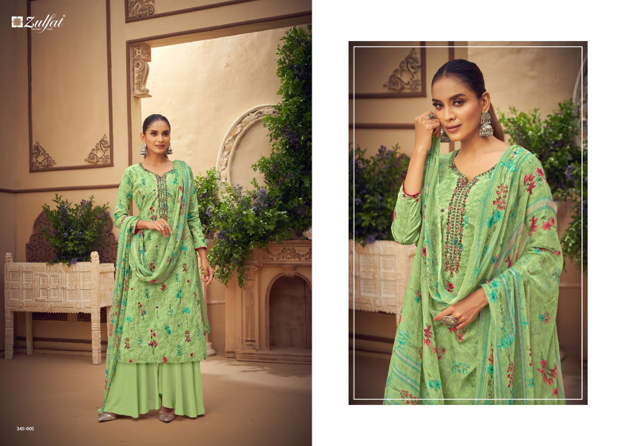 Zulfat Siyahi 3 Latest Fancy Designer Festive Wear Pure Cotton Digital Style Print with Fancy Embroider work Designer Dress Material Collection
