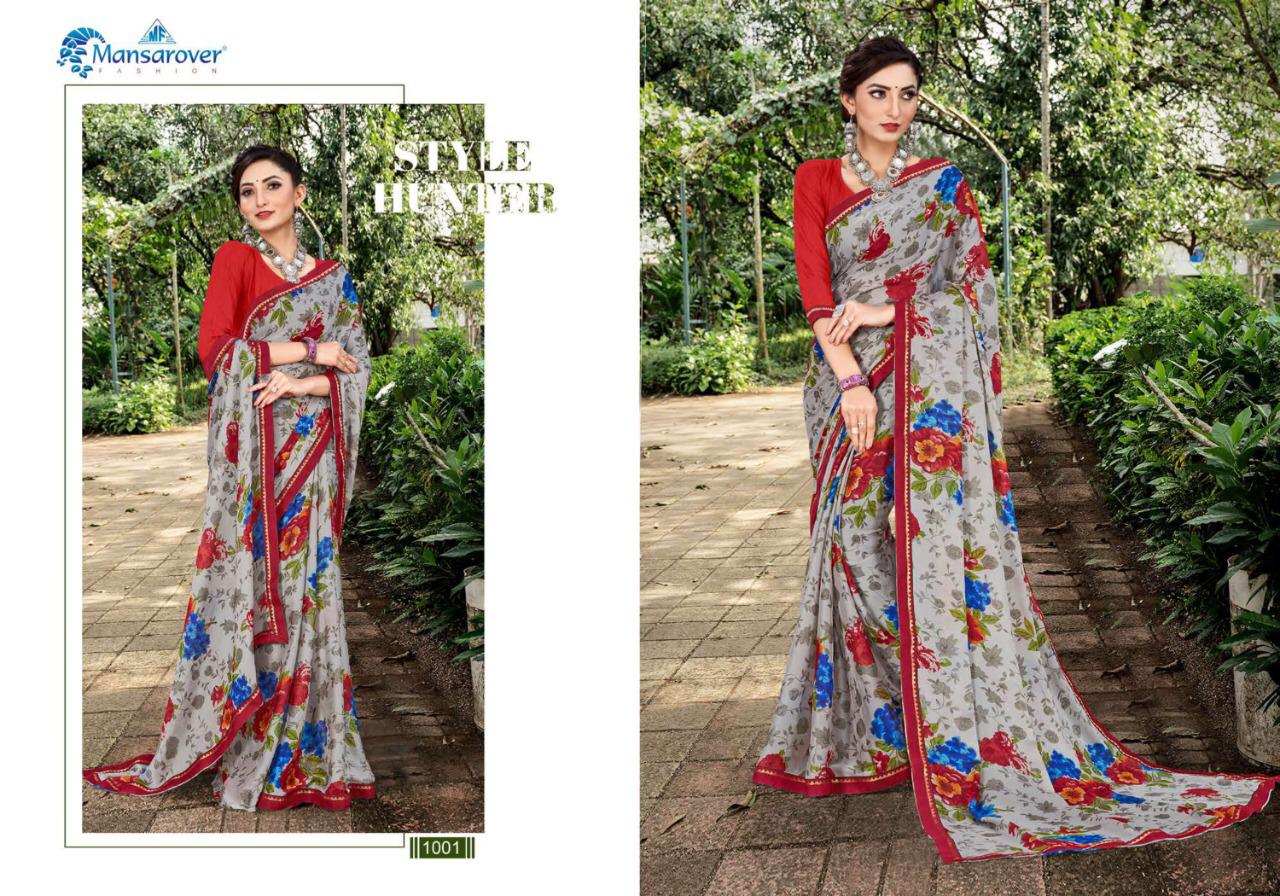 MANSAROVER  MEERA MOHAN VOL -01 Latest Fancy Designer Heavy Casual Wear Chiffon Printed Saree Collection