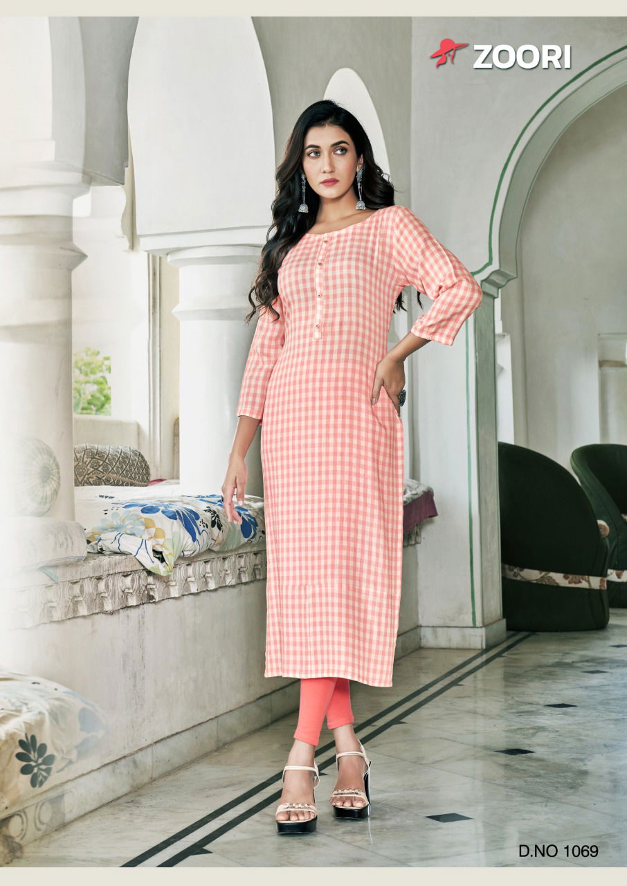 Zoori Akshara 12 Designer Fancy Regular Wear Rayon Printed Kurti Collection