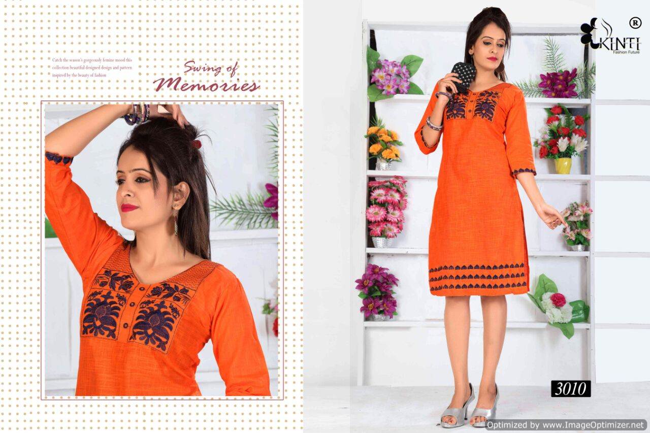 Kinti Morni Exclusive Cotton Slub With Embroidery Work Designer casual Wear Kurti Collection