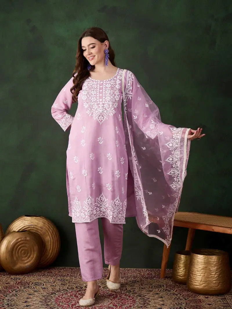Color Set 8503 Roman Silk Embroidered Kurti Bottom With Dupatta Wholesale Market In Surat