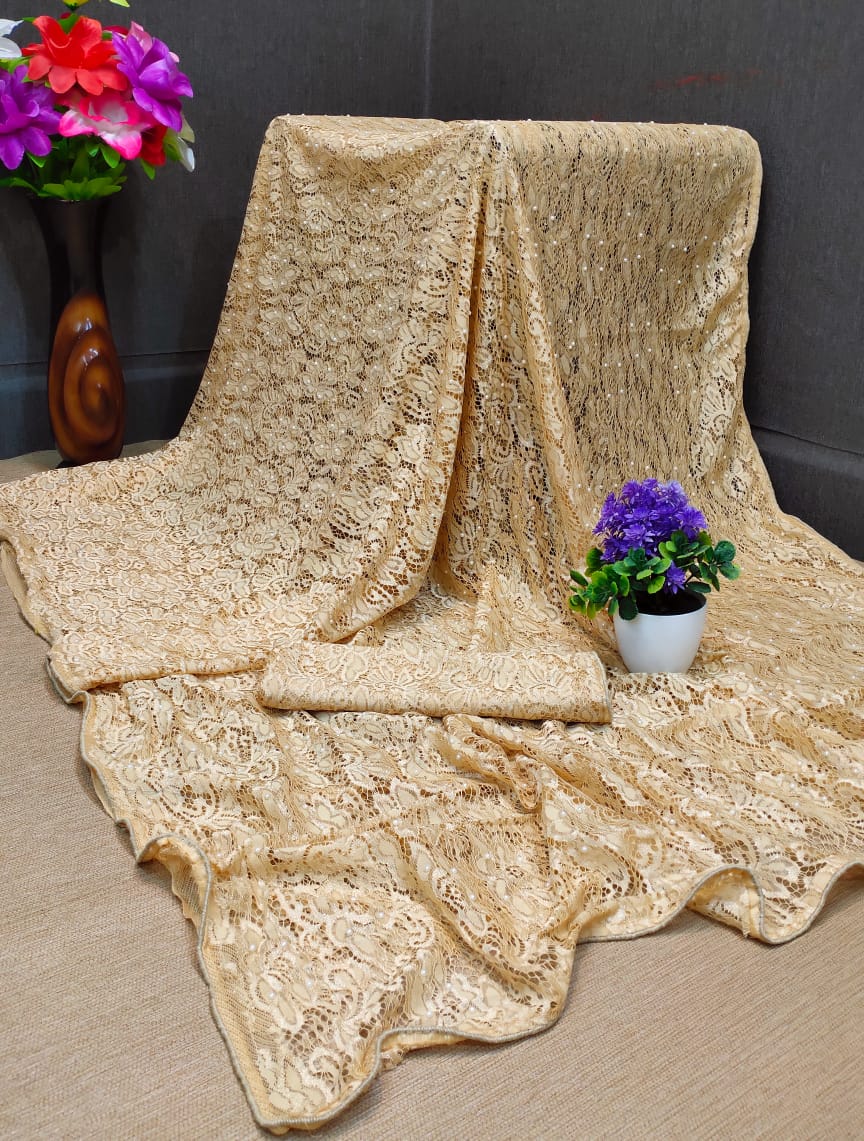 Motichur Latest Heavy Designer Party Wear With Raffle Jequared With Stone Work Stylish Look Saree Collection