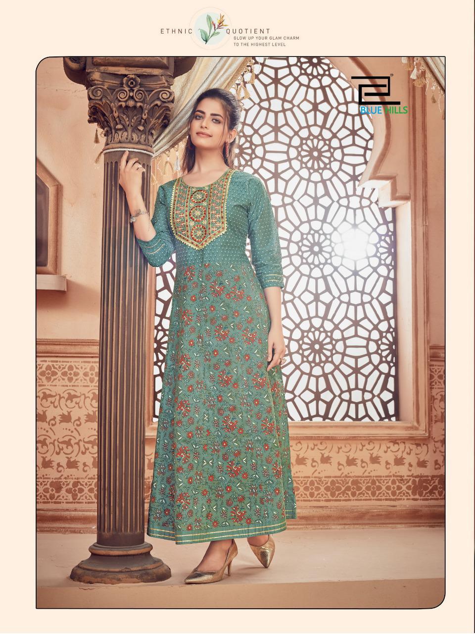 Blue Hills Ada 1 Designer Ethnic Wear Cotton Anarkali Long Kurti Collection