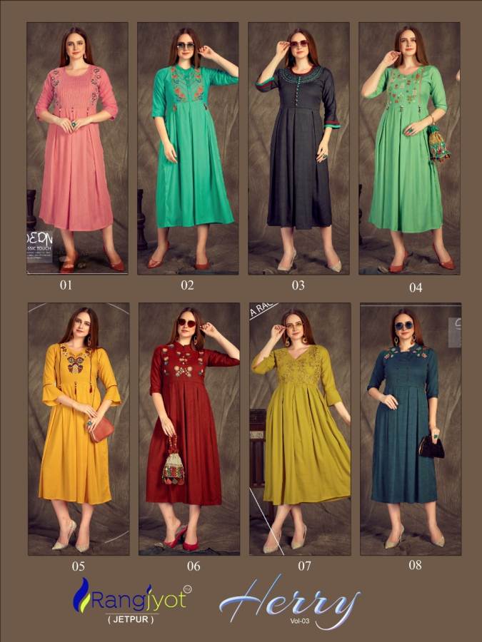 Ranjyot Herry Vol 3 Latest Designer Anarkali Style Kurtis Collection 