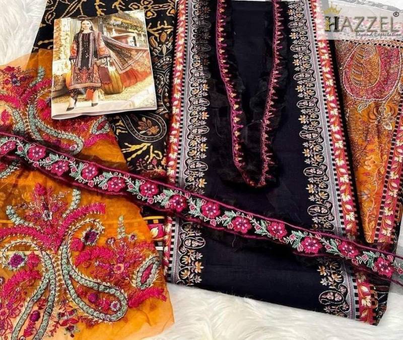 Hazzel 0144 Cambric Cotton Embroidered Pakistani Salwar Kameez Wholesale Market In India