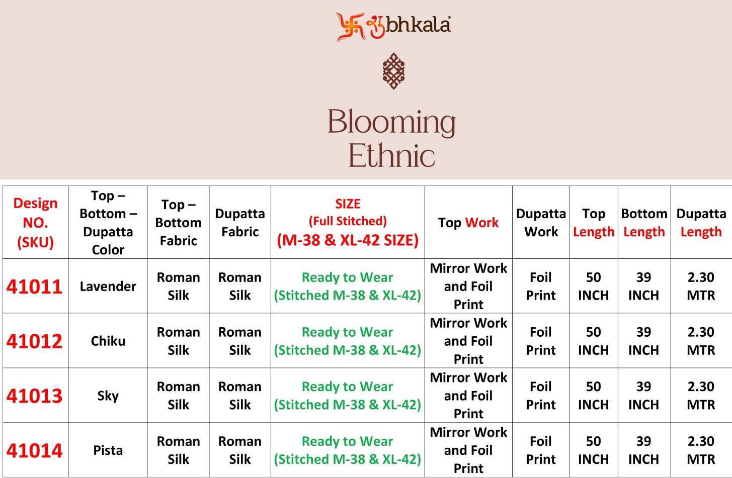 Blooming Ethnic By Shubhkala Roman Silk Kurti With Bottom Dupatta Orders In India