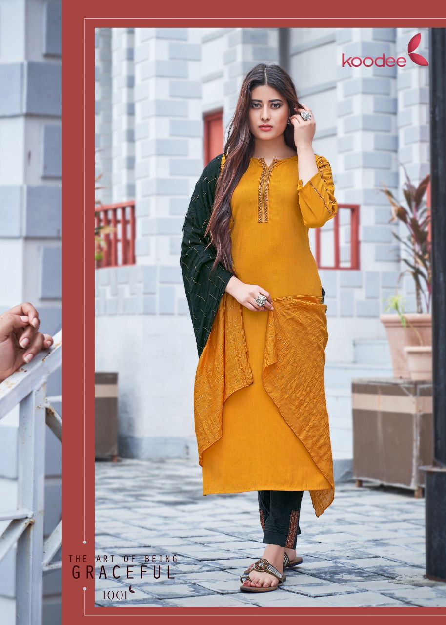 KOODEE SAHELI VOL-9 Designer Festive Wear Pure Nylon Viscose With Stripe Readymade Salwar Suit Collection