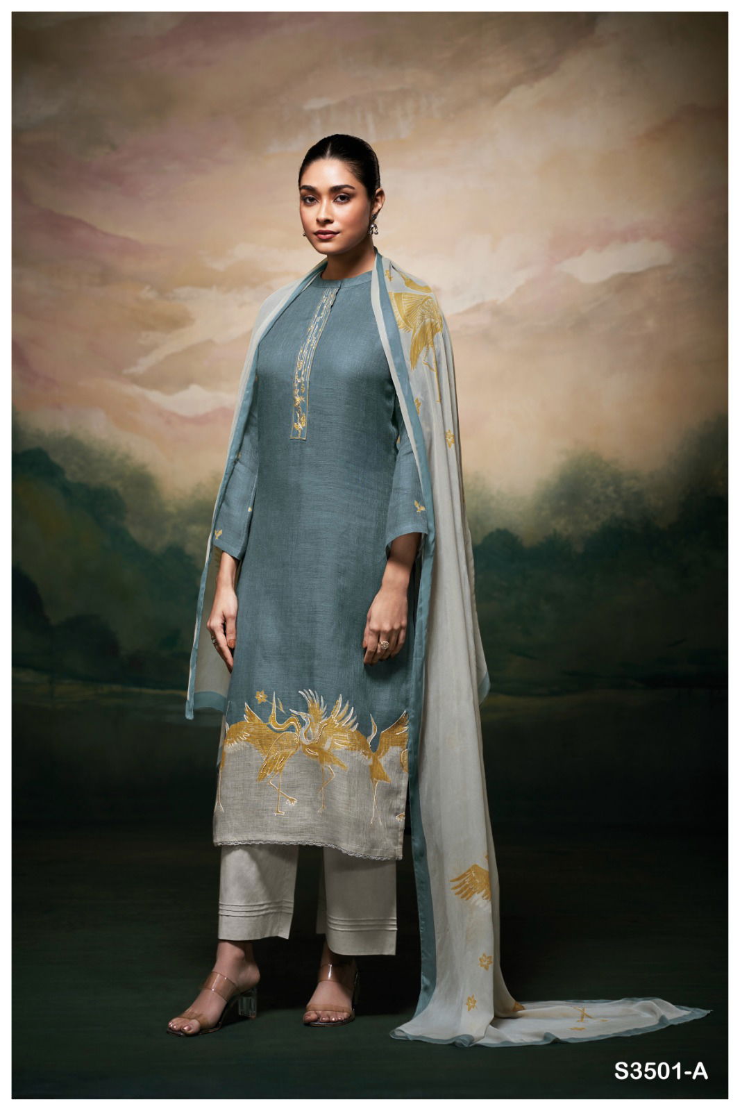Kaleah 3501 By Ganga Linen Printed Salwar Suit Wholesale Shop In Surat
