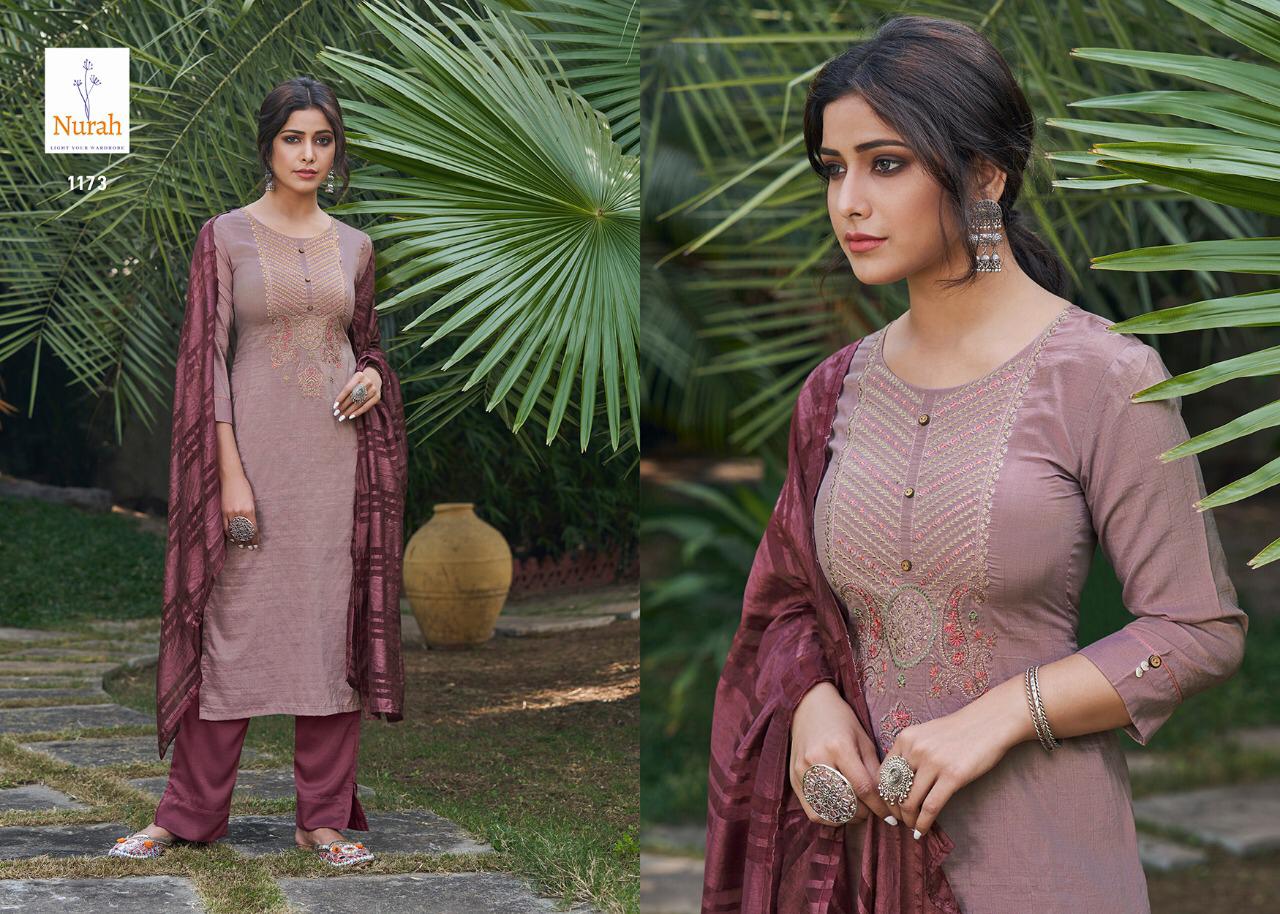 NEHA NIKUNJ Latest Designer Fancy Casual Wear Chinnon Stripe Silk With embroidery Work Readymade Salwar suit Collection