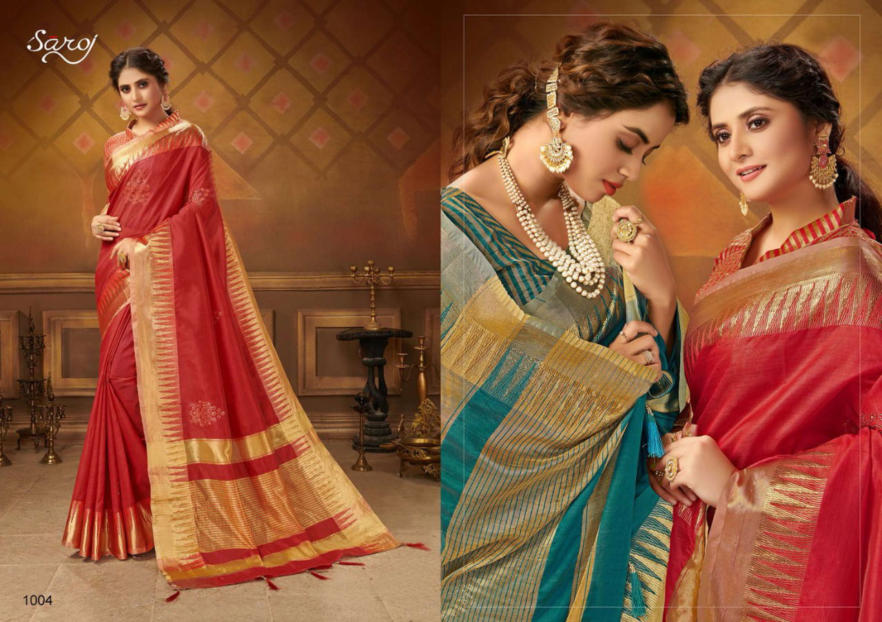 Saroj Juhi Cotton Silk Latest fancy Festive Wear Designer Cotton Sarees Collection
