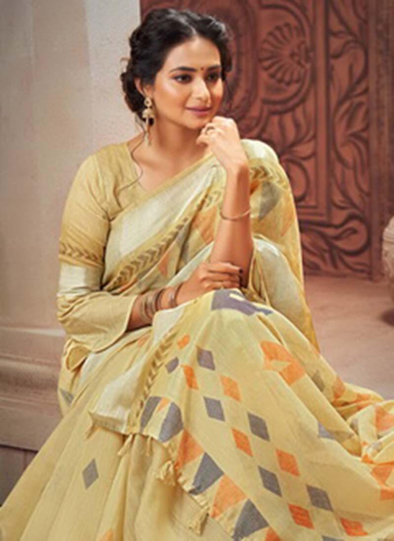 Lifestyle Vivanta Cotton Fancy Cotton Print Saree With Jari Border Designer Party wear Saree Collections