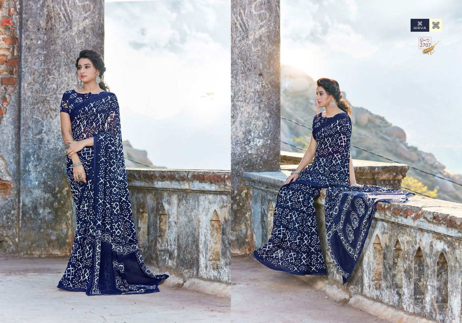 Hirva Shining Casual Daily Wear Georgette Printed Latest Saree Collection
