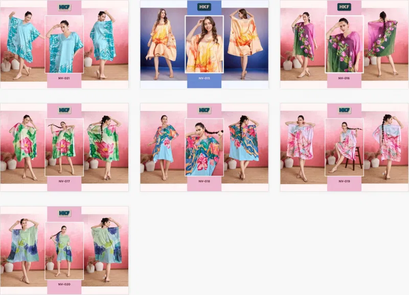Nirvana Vol 3 By Hkf Kaftan Soft Satin Casual Wear Wholesale Market