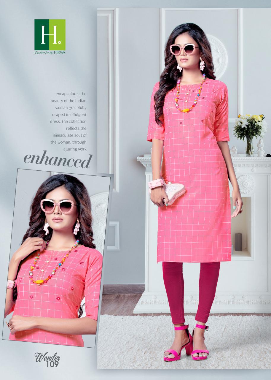 Hirwa Wonder Designer Exclusive Casual Wear Chex Rayon Kurti Collection