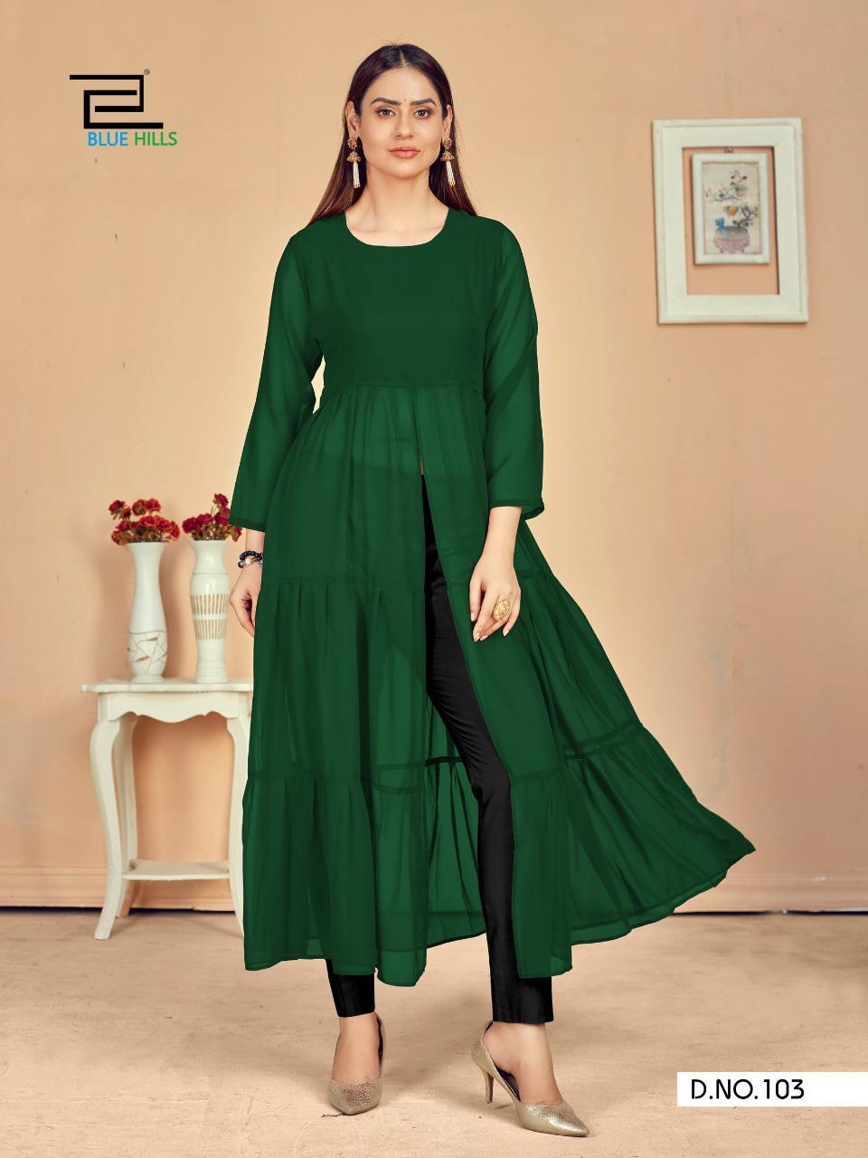 Blue Hills Tokyo Ethnic Wear Designer Georgette Long Kurti Collection
