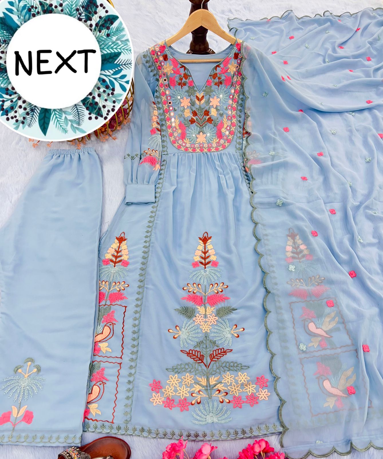  DN 320 Faux Georgette Kurti With Bottom Dupatta Catalog
