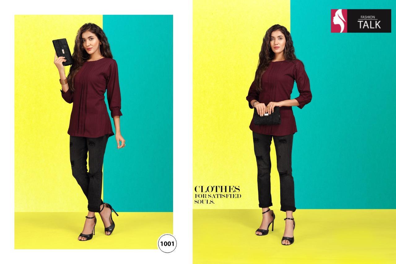 Ft RuhiFancy Latest Stylish Western Regular Wear Heavy Rayon Slub crepe Ladies Top Collection
