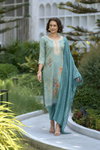 Tew Tissue With Floral Printed Embroidery Kurti With Bottom Dupatta Wholesalers In Delhi