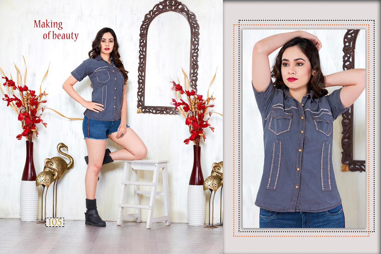 Trendy Fabulous Latest Stylish Party Wear Denim Ladies Shirt Collection

