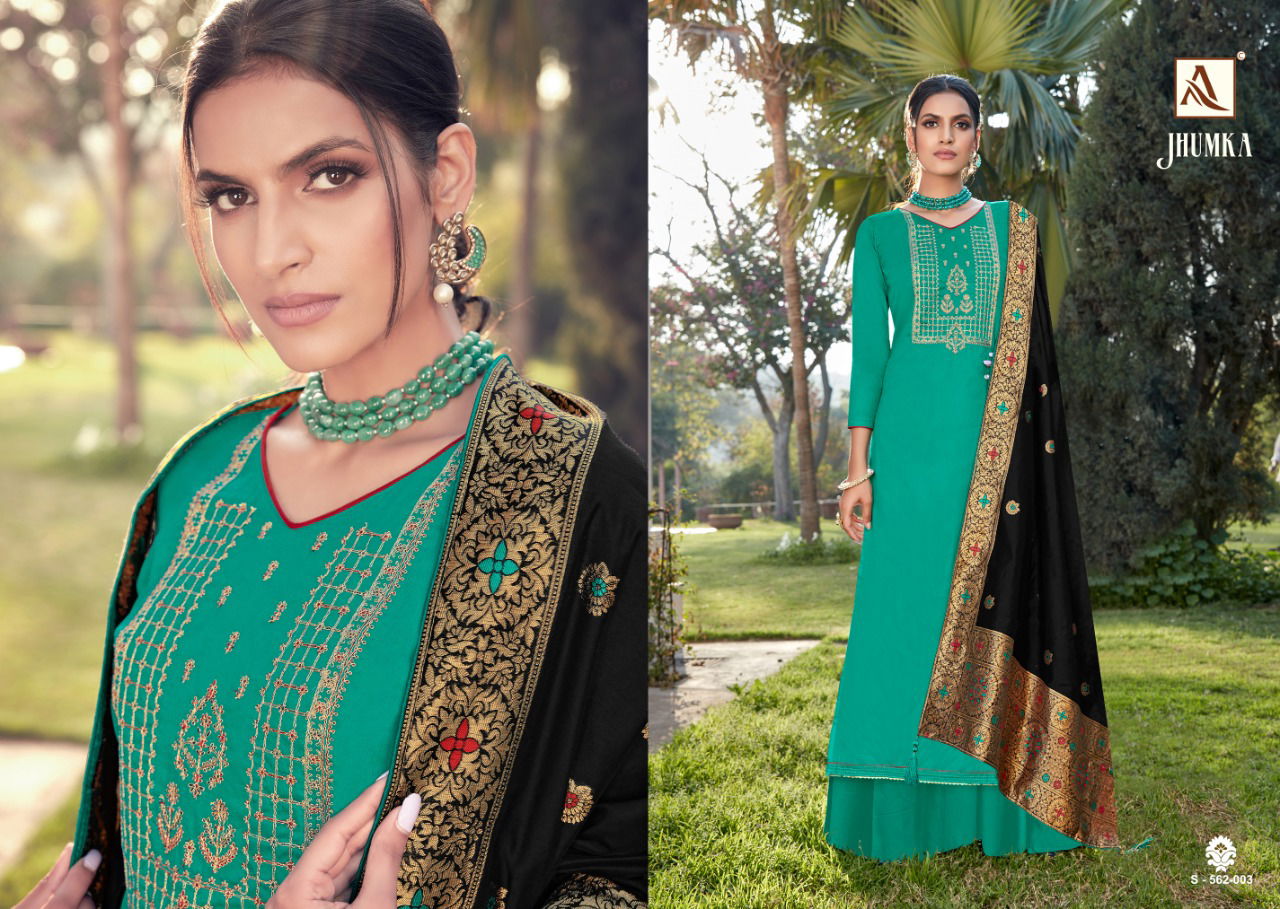 Alok Jhumka Desinger Heavy Pure Zam Cotton Dyed with Exclusive Embroidery Festive Wear Dress Material Collection