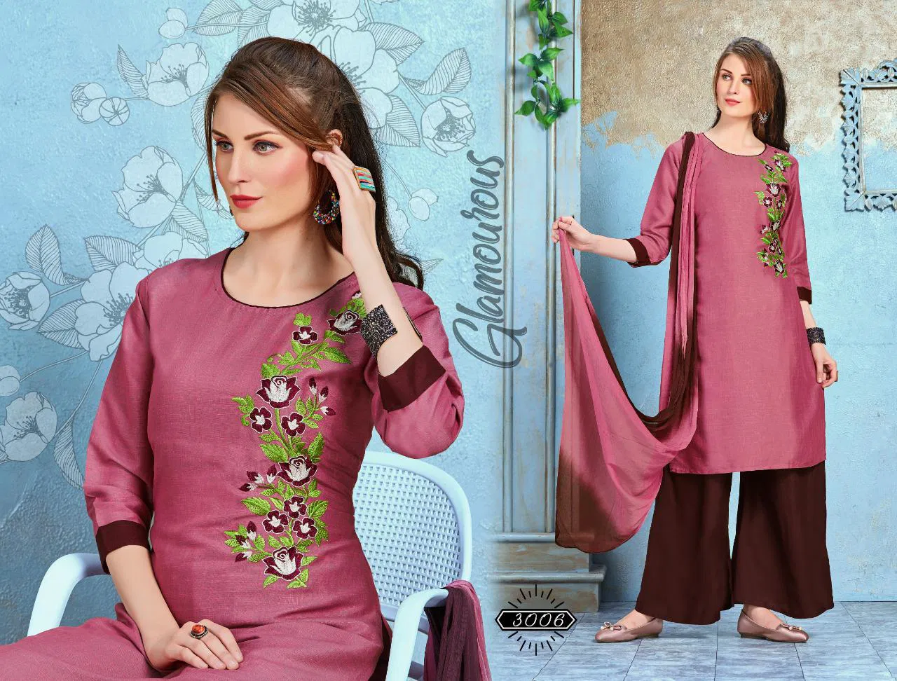 Latest Trendy Daiinty Regular Wear Ready Made Rayon Embroidered Plazzo Suit Collection 