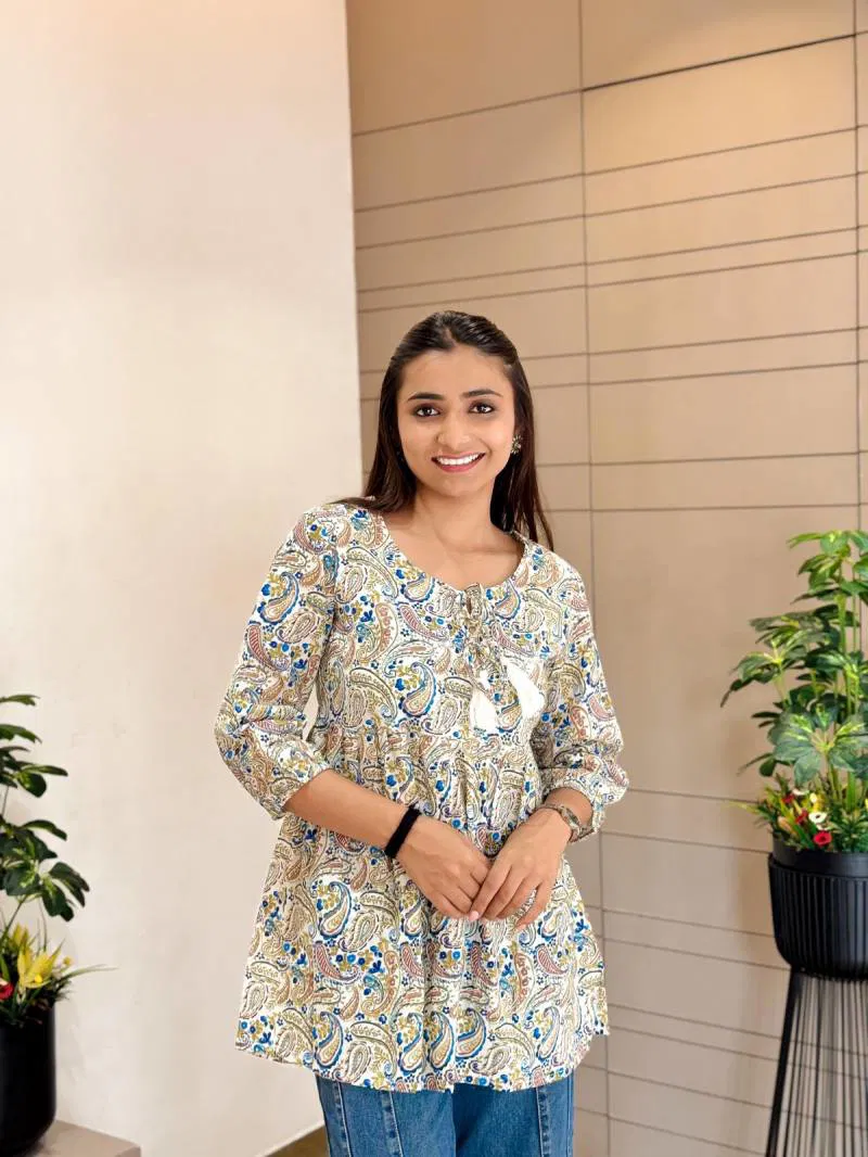 Tanyaa P 195 Stylish Cotton Printed Ladies Tops Exporters In India