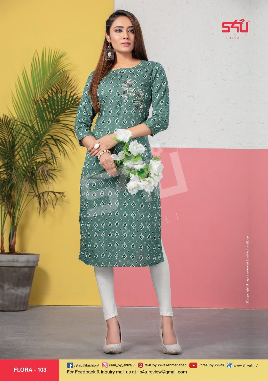 S4u Flora Fancy latest Designer Regular Ethnic Wear Printed Kurtis Collection
