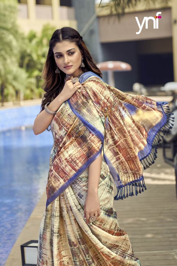 Ynf Vrajana Silk New Party Wear Organza Designer Printed Lining Saree Collection