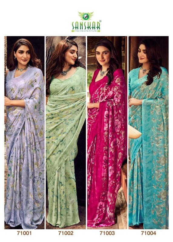 Coconut By Sanskar Satin Siffon Florence Printed Trendy Sarees