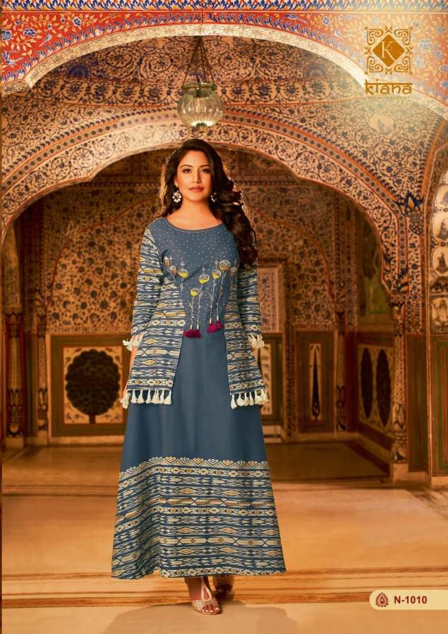 Kiana Nazrana Special Designer Festive Wear Long Cotton Kurtis Collection
