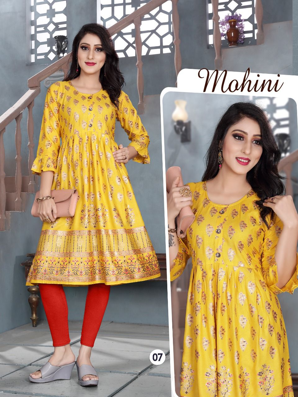 Aagya Mohini 3 Ethnic Wear Fancy Rayon Printed Designer Kurti Collection
