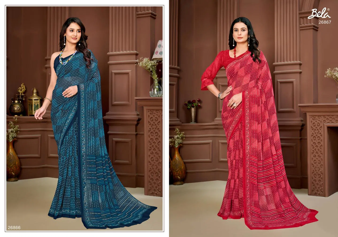 Stella Vol 18 By Bela Georgette Mill Print Saree Wholesalers In Delhi