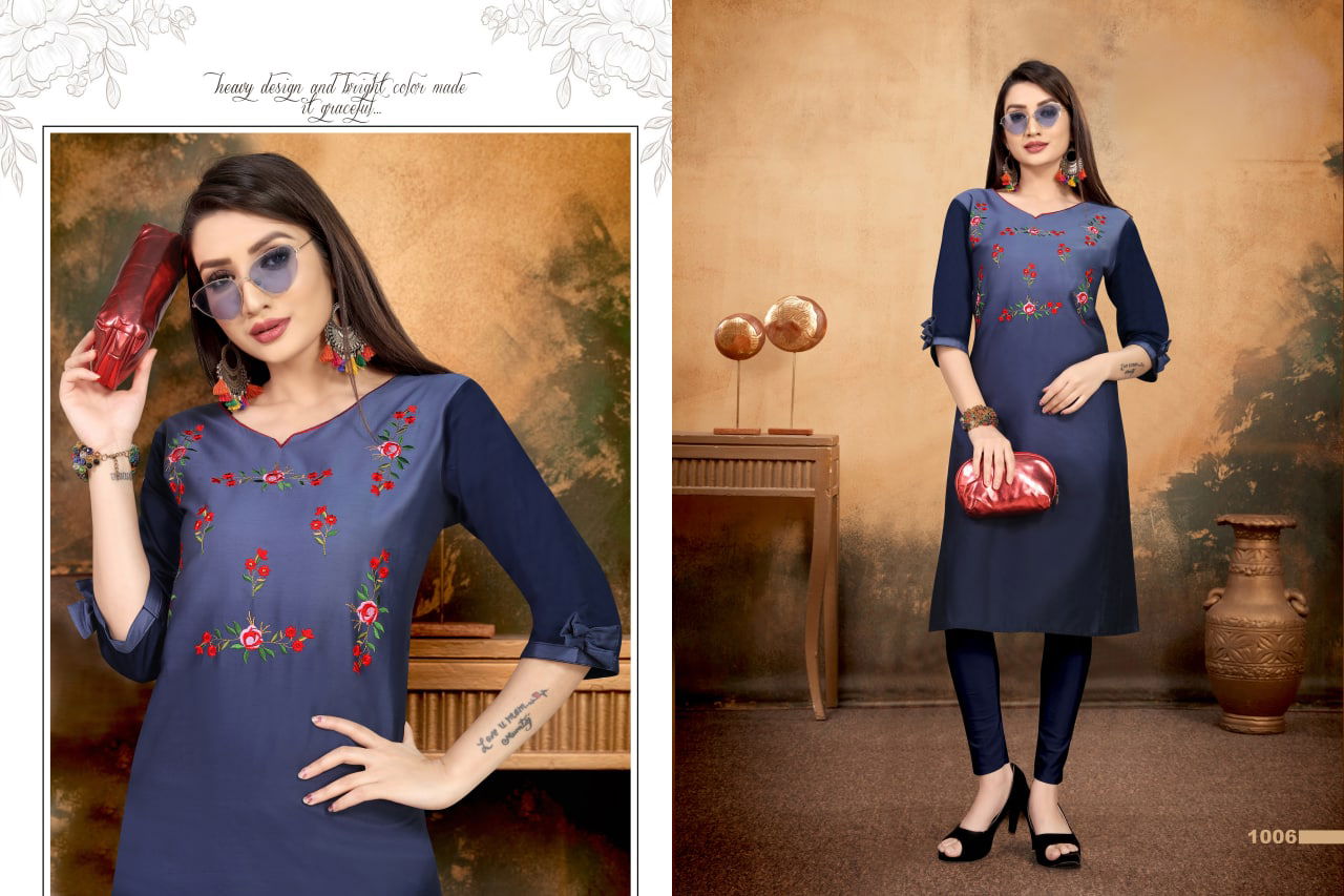 Sakhi 1 Latest Designer Ethnic Wear Jam Cotton Embroidery Kurtis Collection
