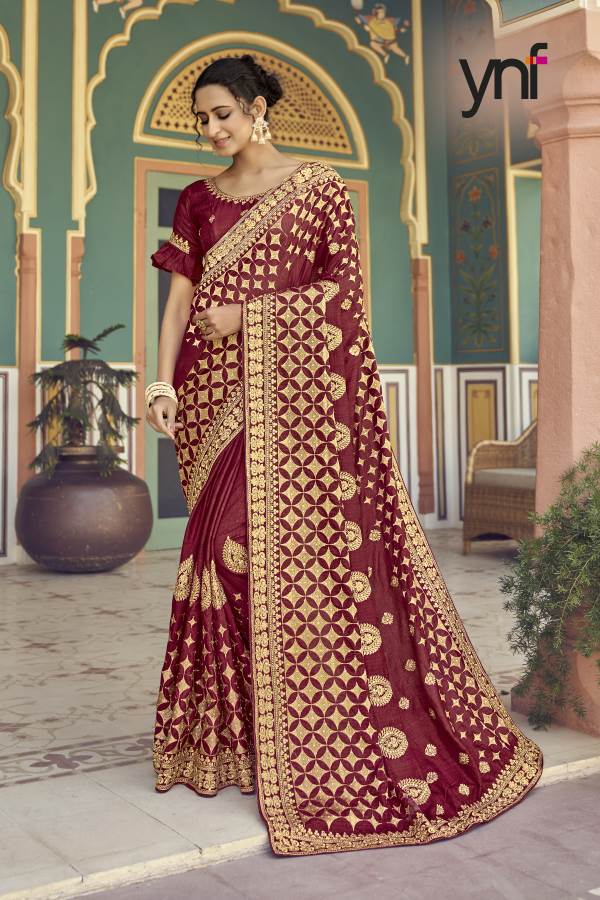 Ynf Haldi Bhaat Fancy Exclusive Wear Vichitra Silk Designer Latest Saree Collection