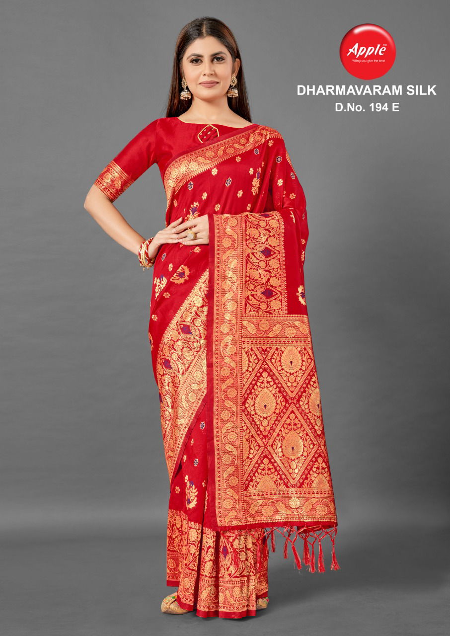 Apple Dharmavaram 194 Silk Festive Wear Woven Silk Designer Latest Saree Collection
