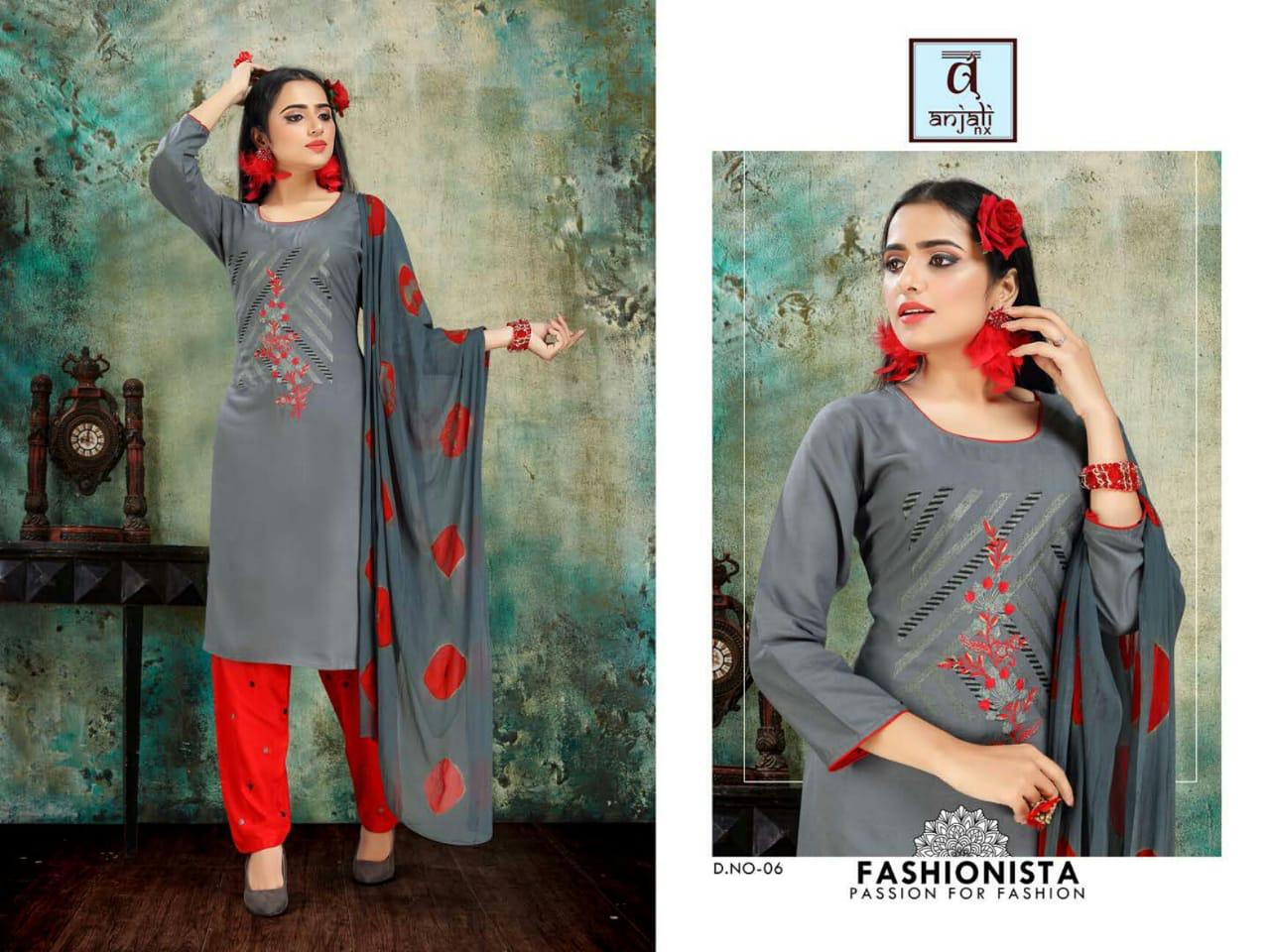 Anjali Aishwariya 3 Latest Designer Pant Style Ready Made Dress Collection With Embroidery Work 