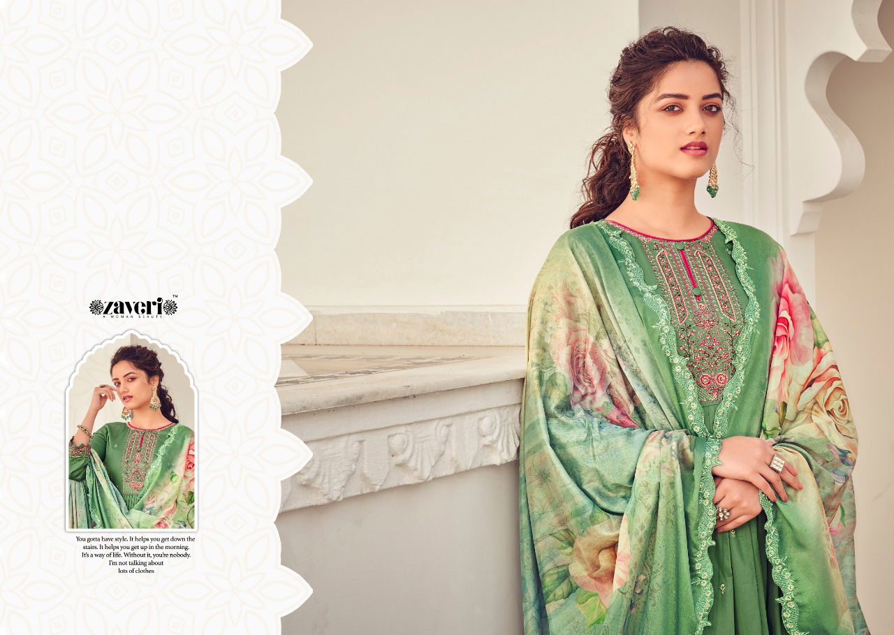 ZAVERI FALGUNI VOL-01 Latest Fancy Designer Festive Wear Pure Jam Cotton Heavy Embroidery With Diamond Work Salwar Suit Collection