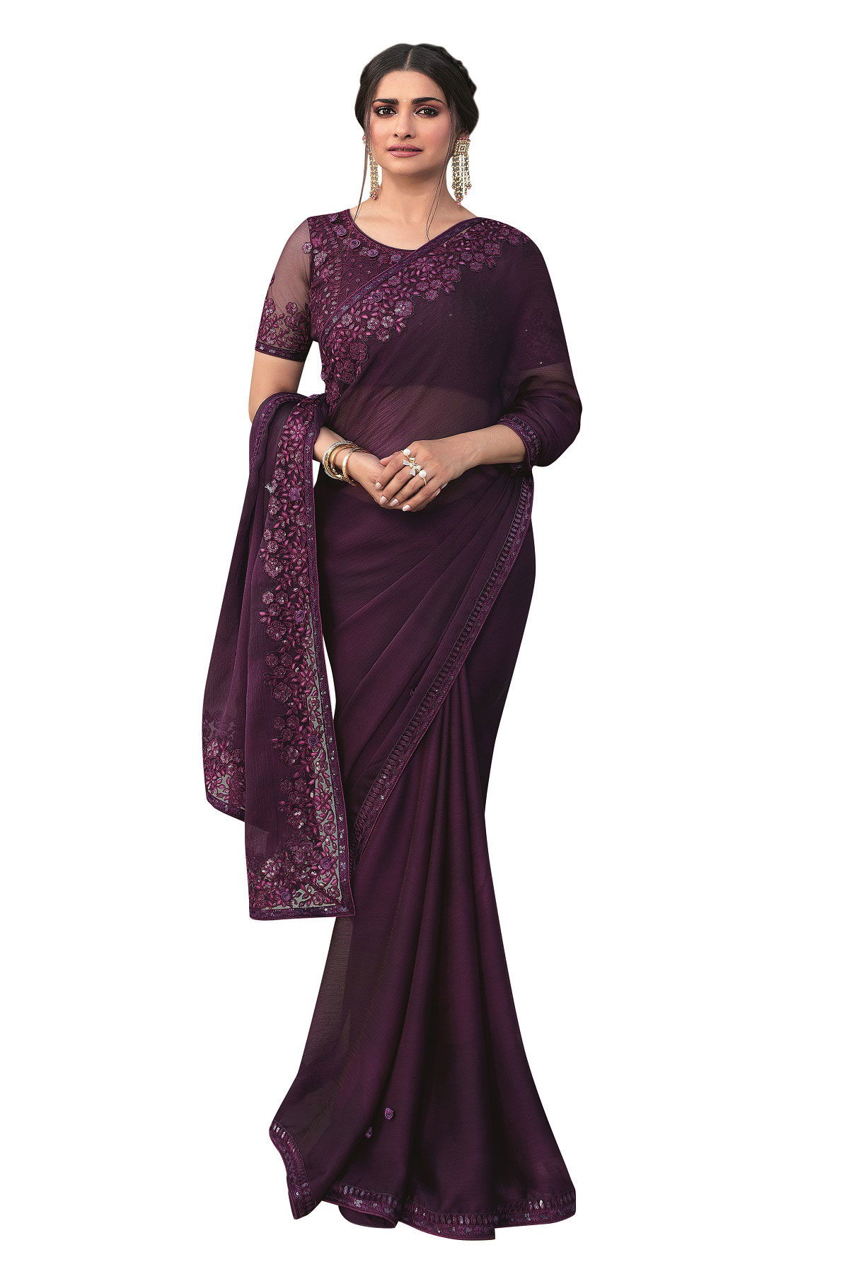 Suhani A47 Vichitra Silk Embroidery Work Stylish Party Wear Latest Designer Saree Collection
